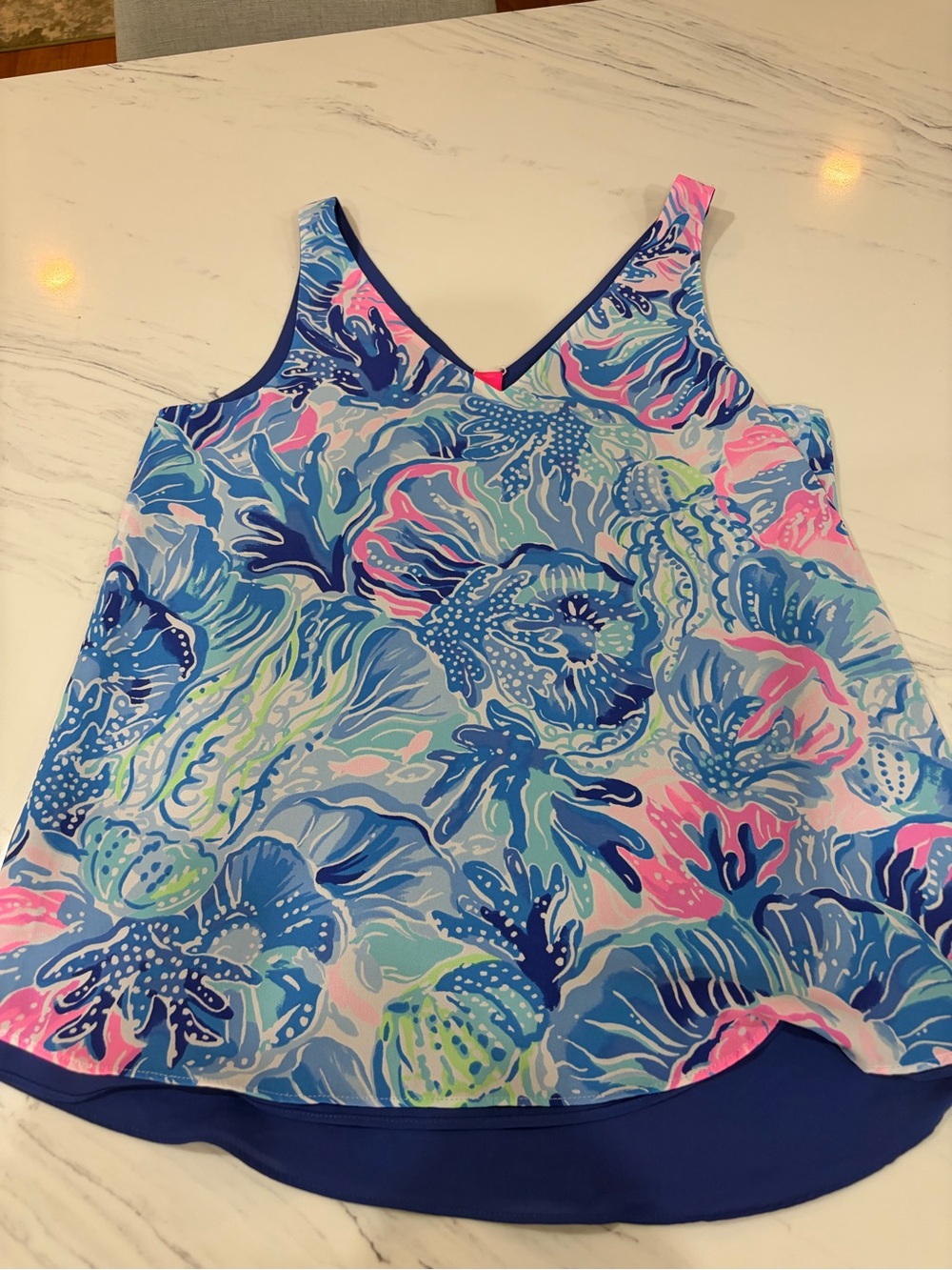 Lilly Pulitzer Blue, Pink & Aqua Floral Tank Top